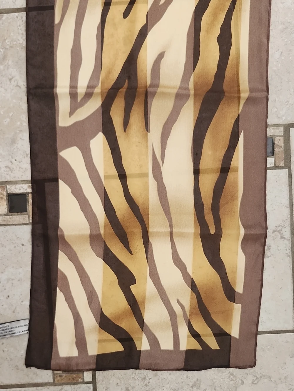 Vtg Elaine Gold For Collection XIIX Brown & Gold Zebra Print Sheer